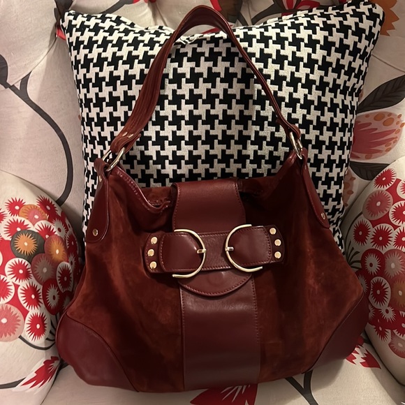 LUCA LUCA Leather Trimmed Suede Hobo Hand Bag - Picture 16 of 16